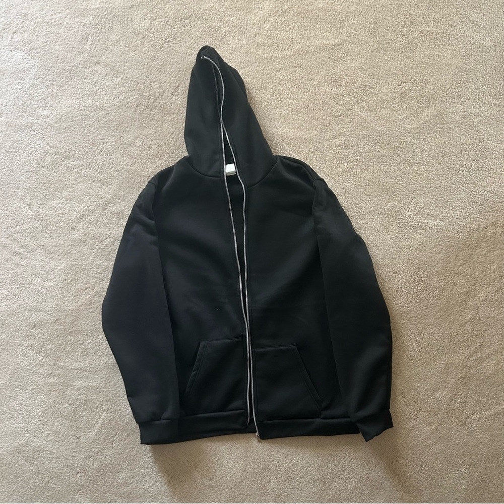 Brand New Unisex Size XL Blank Black Zip Up Jacket with Pockets
